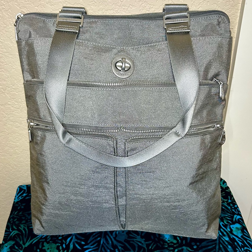 Baggallini Laptop Tote Bag – RFID, Water-Resistant, Gray Silver